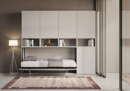 Letto a scomparsa singolo orizzontale Kando con materasso e composizioni disponibili