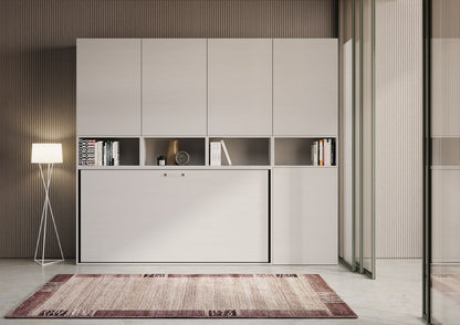 Letto a scomparsa singolo orizzontale Kando con materasso e composizioni disponibili