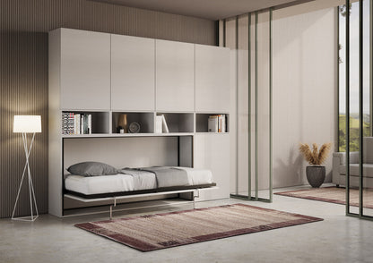 Letto a scomparsa singolo orizzontale Kando con materasso e composizioni disponibili
