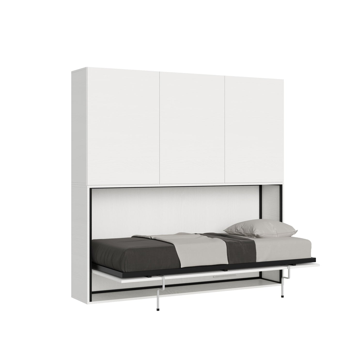 Letto a scomparsa singolo orizzontale Kando con materasso e composizioni disponibili