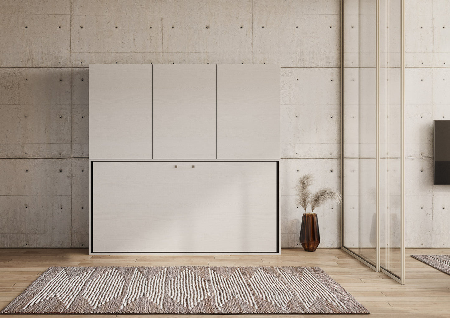 Letto a scomparsa singolo orizzontale Kando con materasso e composizioni disponibili