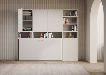 Letto a scomparsa singolo orizzontale Kando con materasso e composizioni disponibili