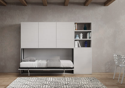 Letto a scomparsa singolo orizzontale Kando con materasso e composizioni disponibili