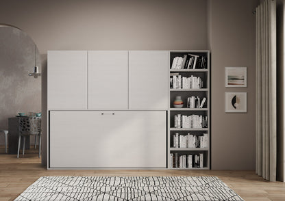 Letto a scomparsa singolo orizzontale Kando con materasso e composizioni disponibili