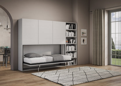 Letto a scomparsa singolo orizzontale Kando con materasso e composizioni disponibili