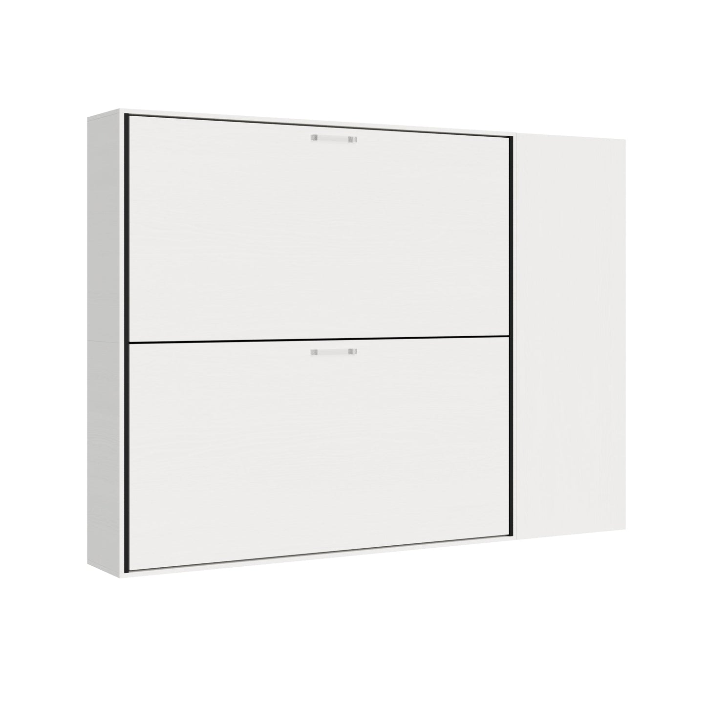 Kando Doppel-Wandbett horizontal mit Matratzen und Kompositionen in Weiß Esche