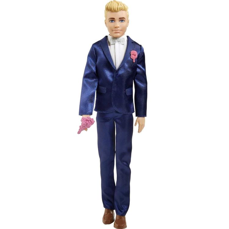 Mattel Barbie Ken Bräutigam Blond Smoking & 5 Accessoires Spielzeug 3+ GTF36