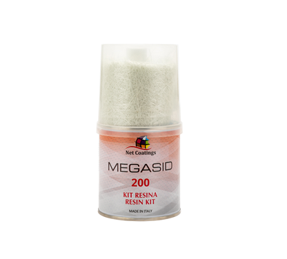 MEGASID 200 Kit Resina poliestere 200 gr e lana di vetro 0.25 mq riparazione plastiche e vetroresina