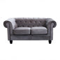 Chesterfield sofa in blue or taupe velvet with capitonné tufting