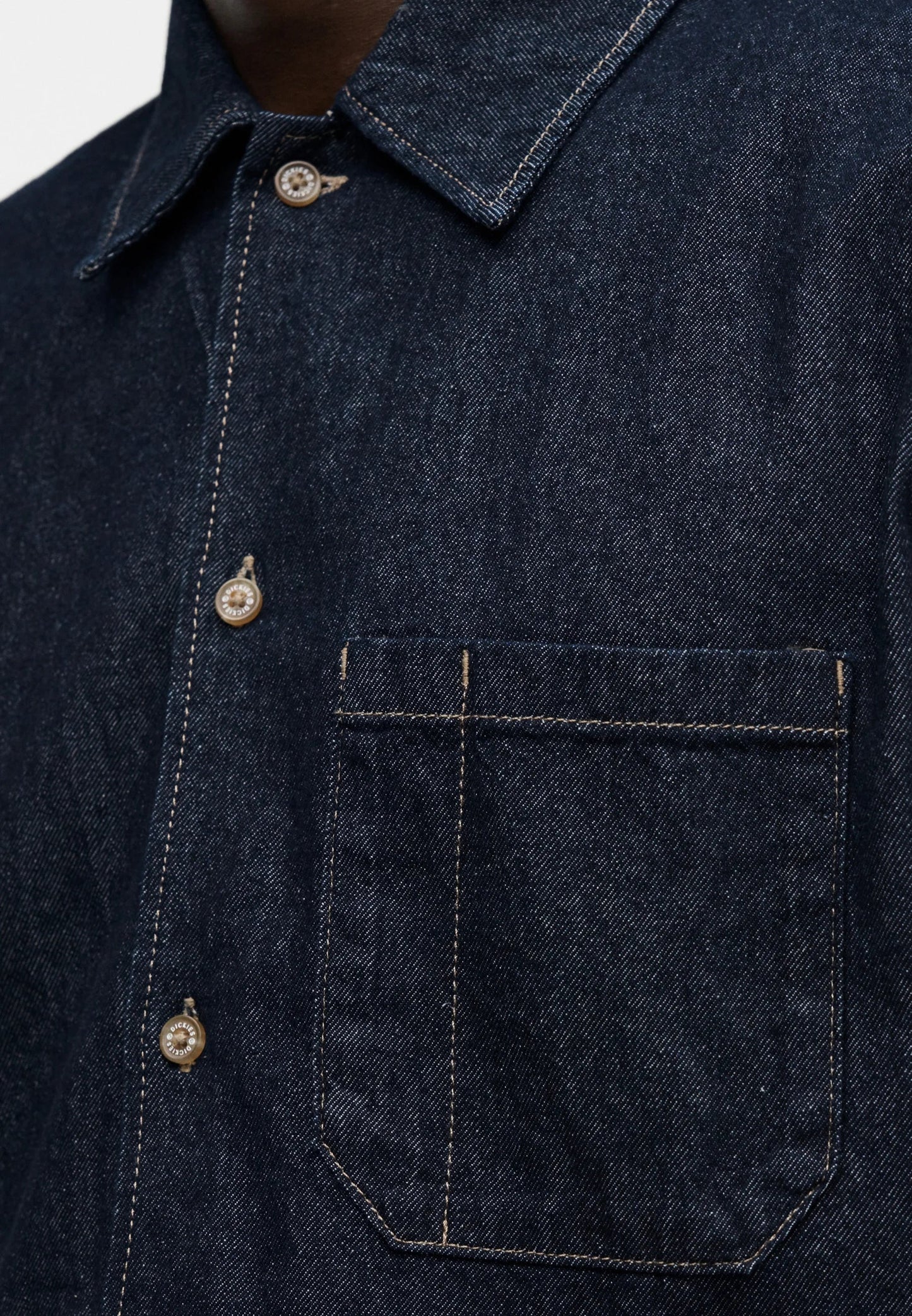 Dickies Camicia Uomo Denim Manica Corta DK0A88PHRIN1 Blu Scuro - Workwear Streetwear
