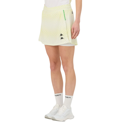 Kappa gonna con pantaloncino sportivo da donna Kombat Padel Fava 2 321W2KW A11 bianco-giallo