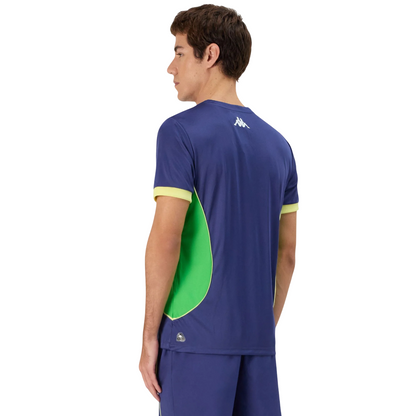 Kappa maglietta manica corta da uomo con scollo a V Kombat Padel Ghino 341U1YW A01 blu-verde