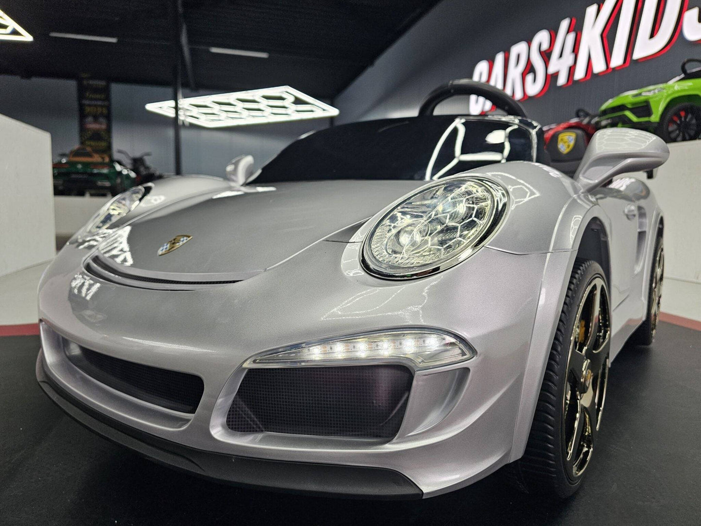 Kinder-Elektroauto Porsche RUF 24 V – 2 Sitzer – Silber Metallic