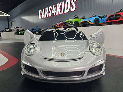 Kinder-Elektroauto Porsche RUF 24 V – 2 Sitzer – Silber Metallic