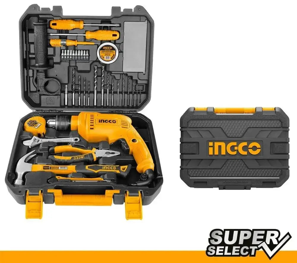 Bohrmaschinen-Set 680 W + 115-teiliges Werkzeugset im Koffer Ingco