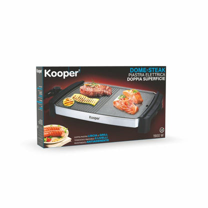 Kooper Elektrische Antihaft-Doppelkontakt-Platte Glatt / Grill 1900W