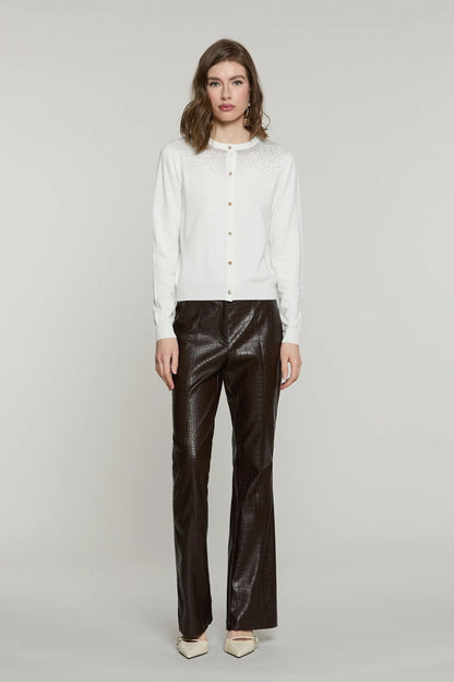 Relish Pantalone DRILLY vita alta zampa con zip ecopelle coccodrillo RDA2607005014 cioccolato
