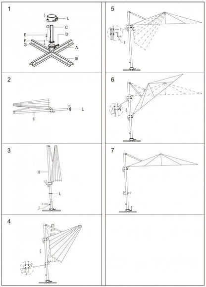 Ombrellone Saturno Bianco P/L 3 x 4 - Dimensioni: m 3 x 4