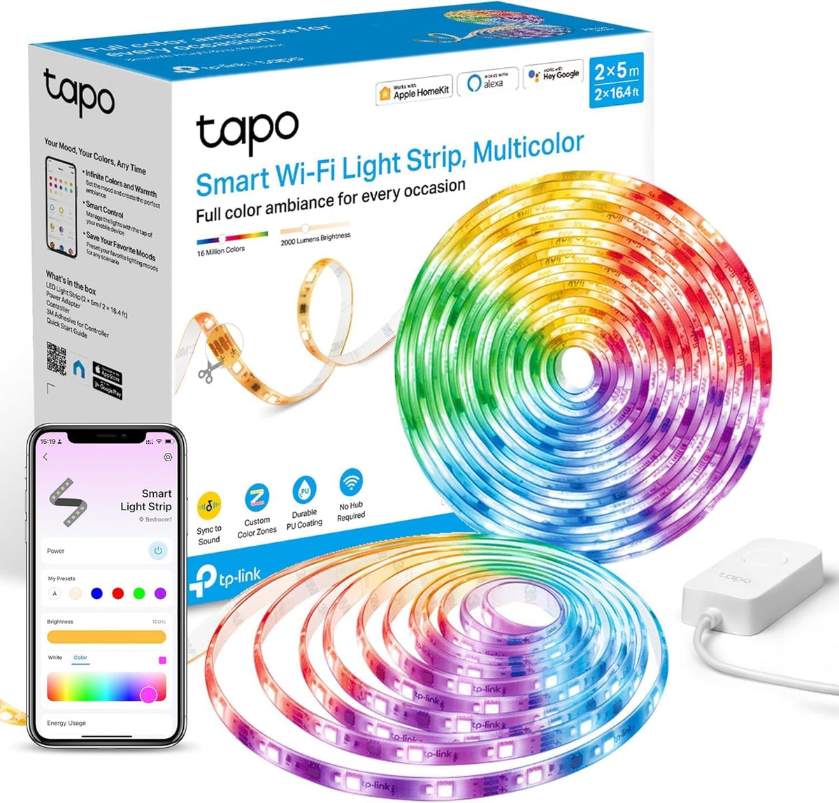 Tapo L930-10 Striscia LED Smart WiFi Multicolore 10m, Zone Colore, Alexa