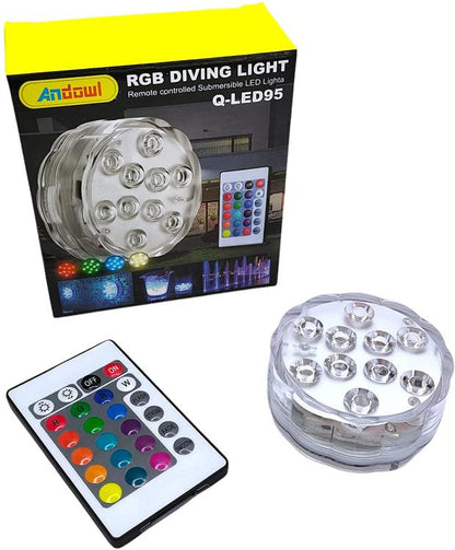 Strahler Lampe 10 LED Mehrfarbig Tauchbar Wasserdicht Für Pool Aquarium