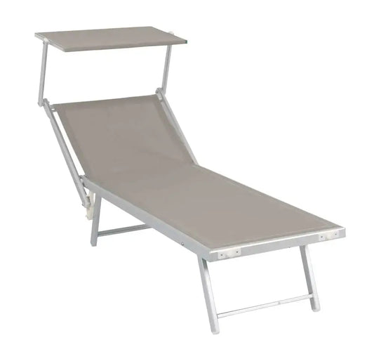 Lettino prendisole in alluminio richiudibile 189x72 cm – Colore tortora