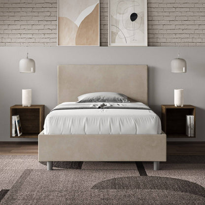 Letto singolo contenitore imbottito 100x210 microfibra Adele