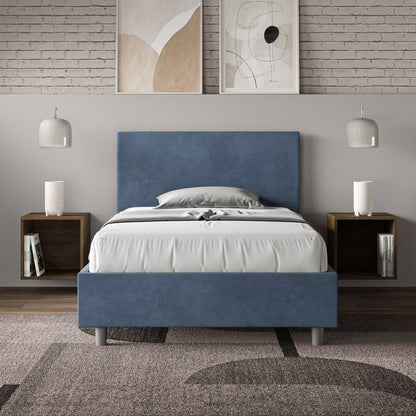 Polster-Einzelbett mit Stauraum 100x190 Mikrofaser Adele