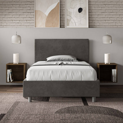 Letto singolo contenitore imbottito 100x210 microfibra Adele