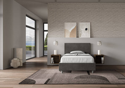 Letto singolo contenitore imbottito 100x210 microfibra Adele