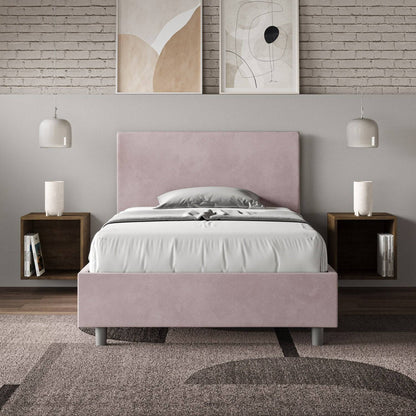 Polster-Einzelbett mit Stauraum 100x190 Mikrofaser Adele