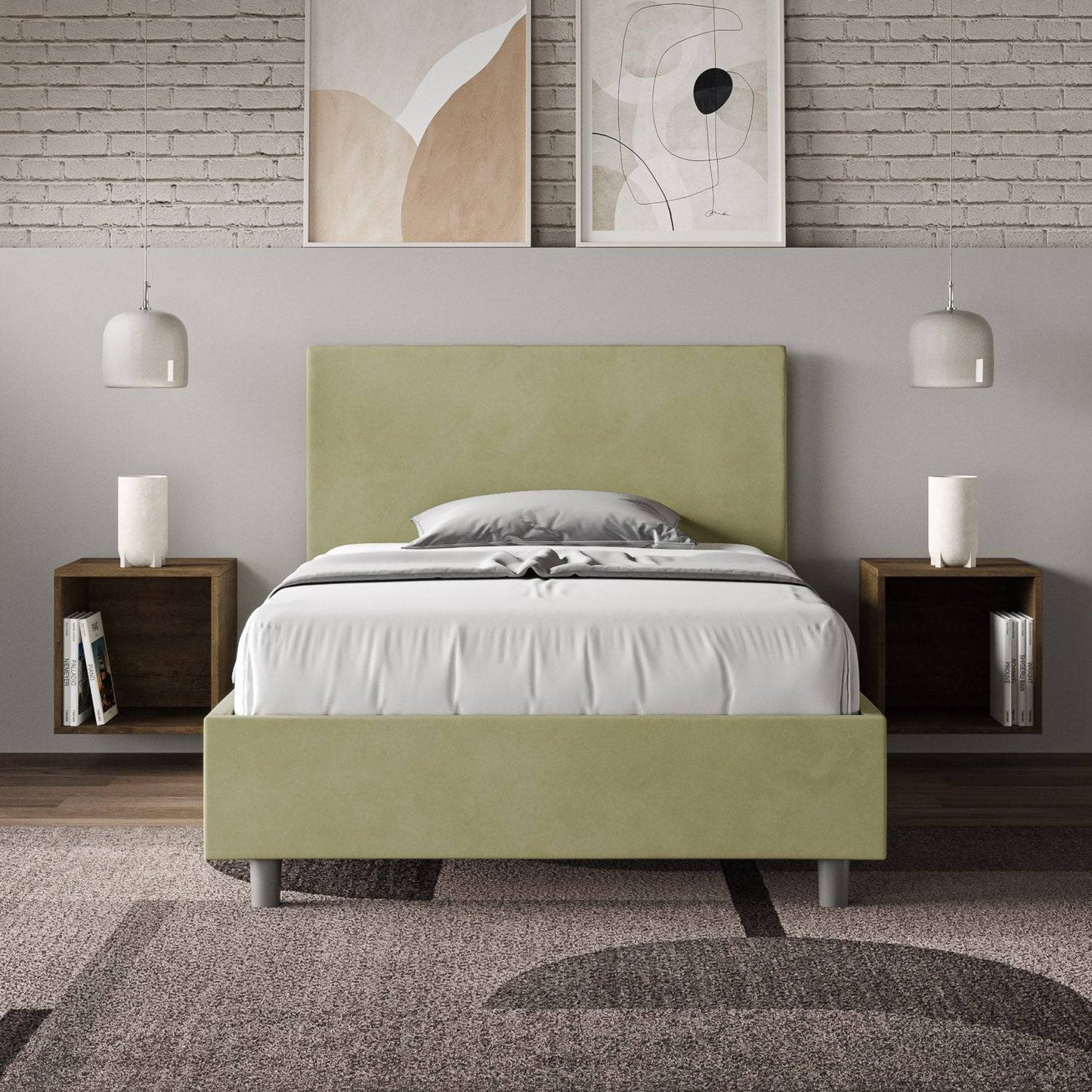 Polster-Einzelbett mit Stauraum 100x190 Mikrofaser Adele