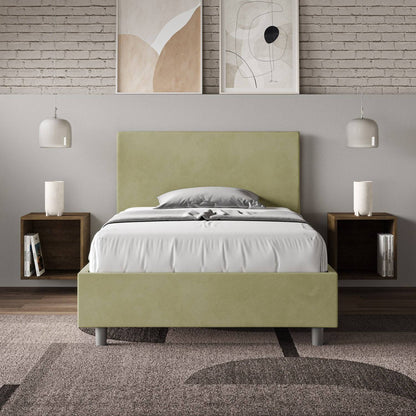 Polster-Einzelbett mit Stauraum 100x190 Mikrofaser Adele
