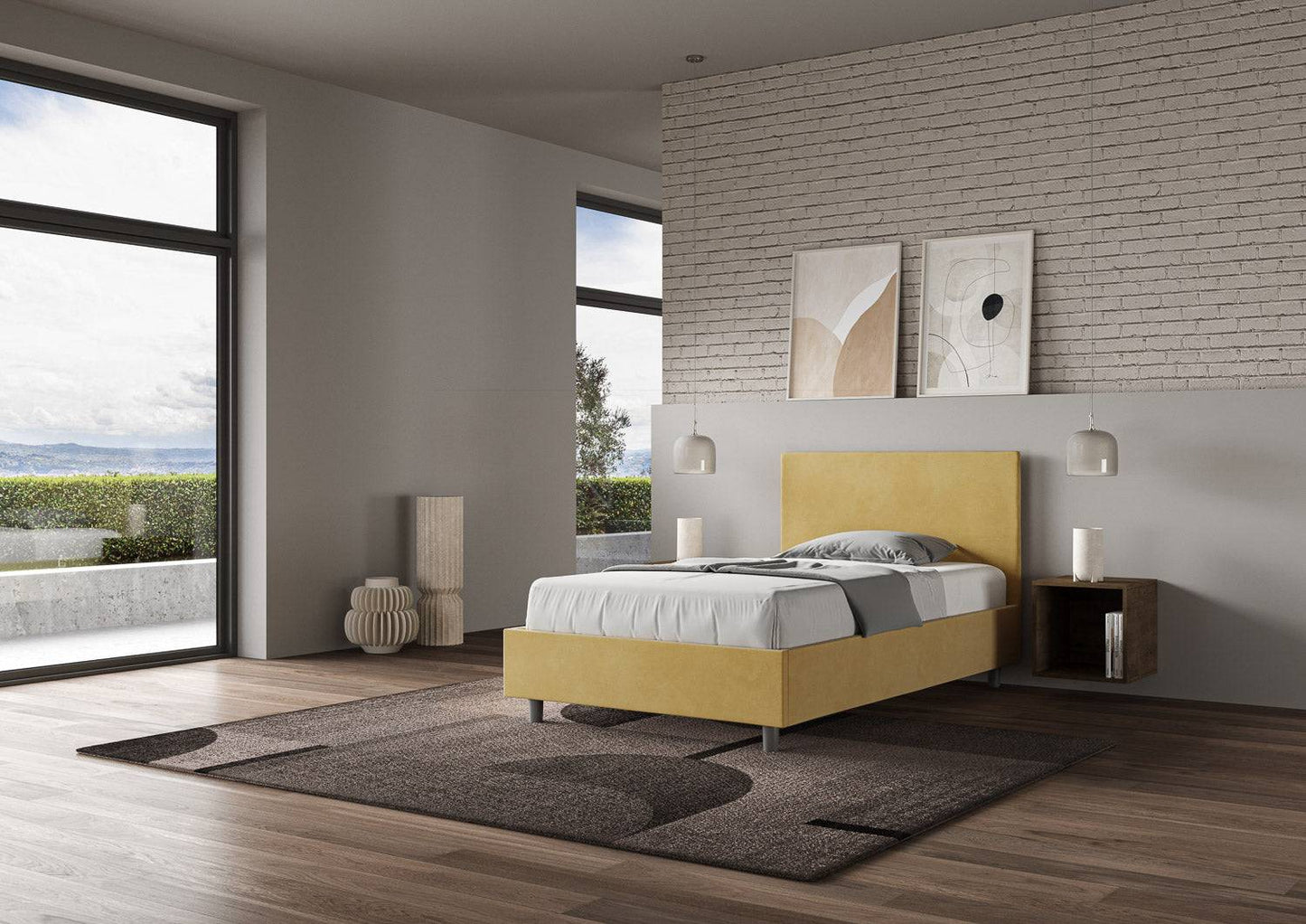 Polster-Einzelbett mit Stauraum 100x190 Mikrofaser Adele