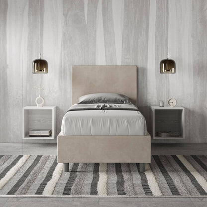Letto singolo contenitore imbottito 90x200 microfibra Adele