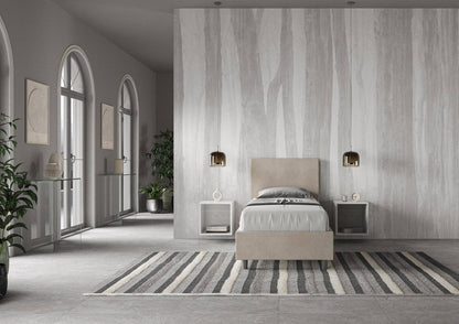 Letto singolo contenitore imbottito 90x200 microfibra Adele