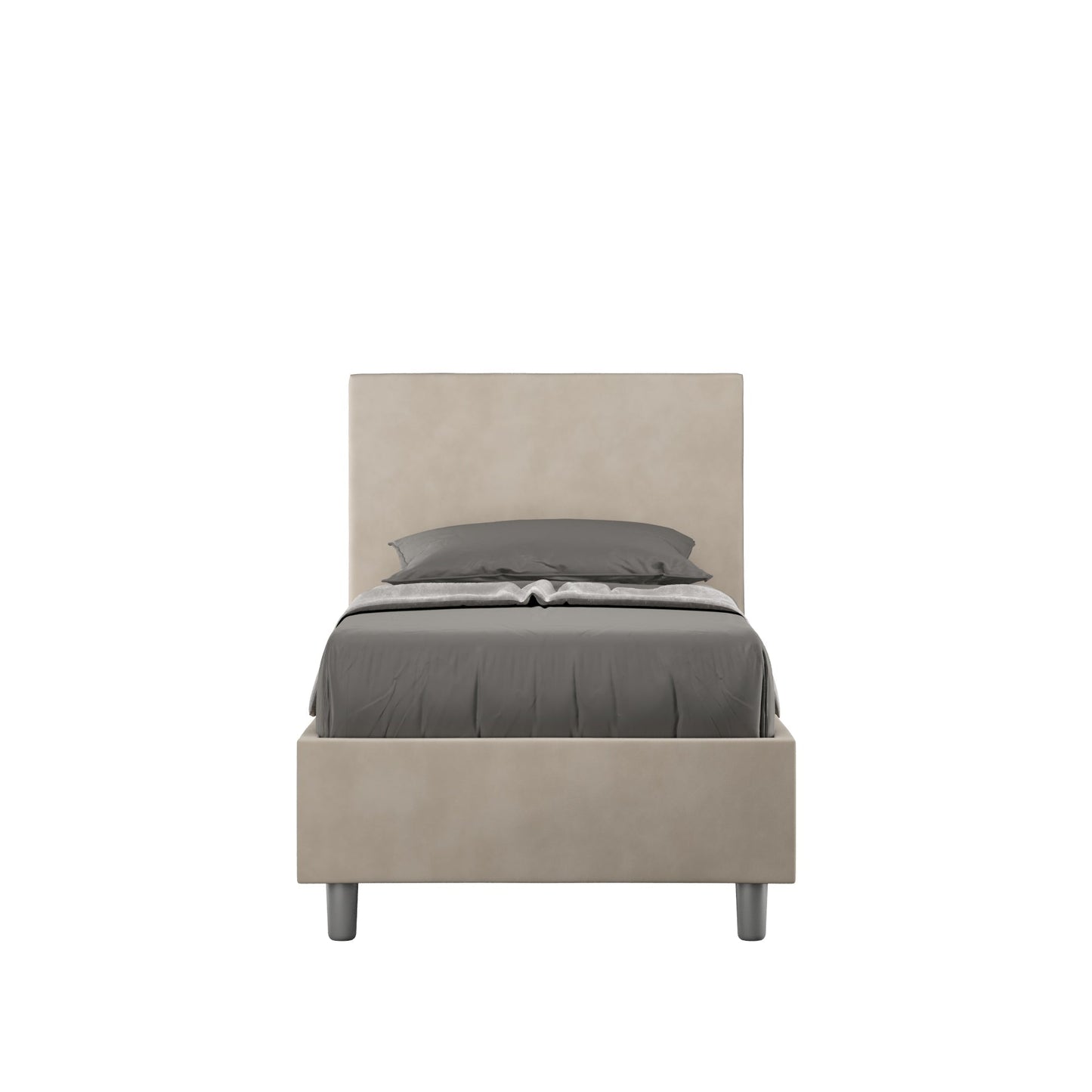Letto singolo contenitore imbottito 90x200 microfibra Adele