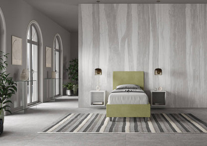 Letto singolo contenitore imbottito 90x210 microfibra Adele