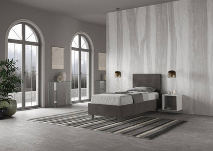 Letto singolo contenitore imbottito 90x200 microfibra Adele