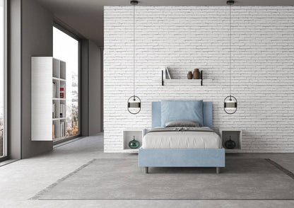 Letto singolo contenitore imbottito 100x210 microfibra Antea