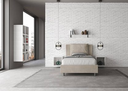 Letto singolo contenitore imbottito 100x200 microfibra Antea