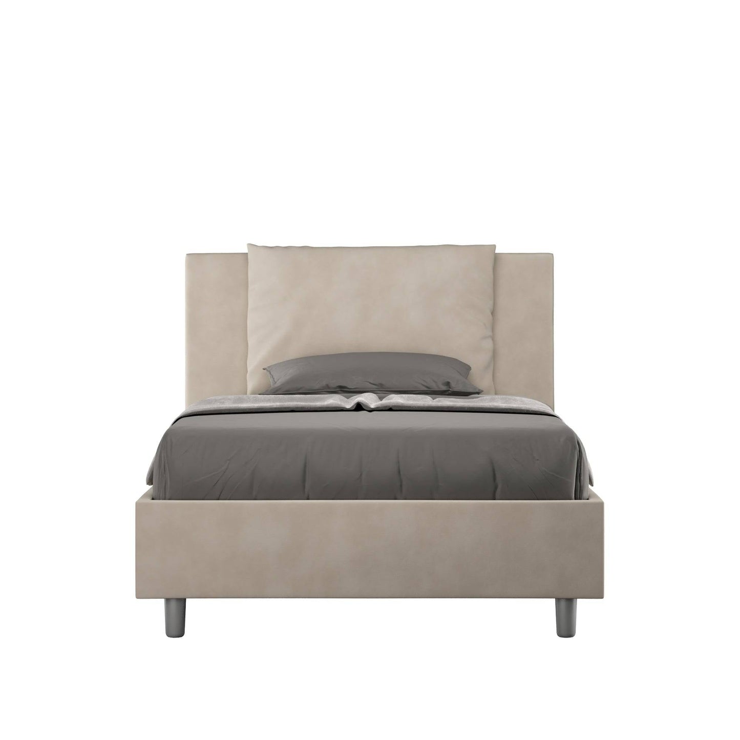 Letto singolo contenitore imbottito 100x210 microfibra Antea