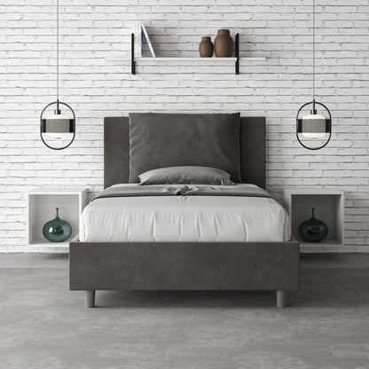 Letto singolo contenitore imbottito 100x200 microfibra Antea
