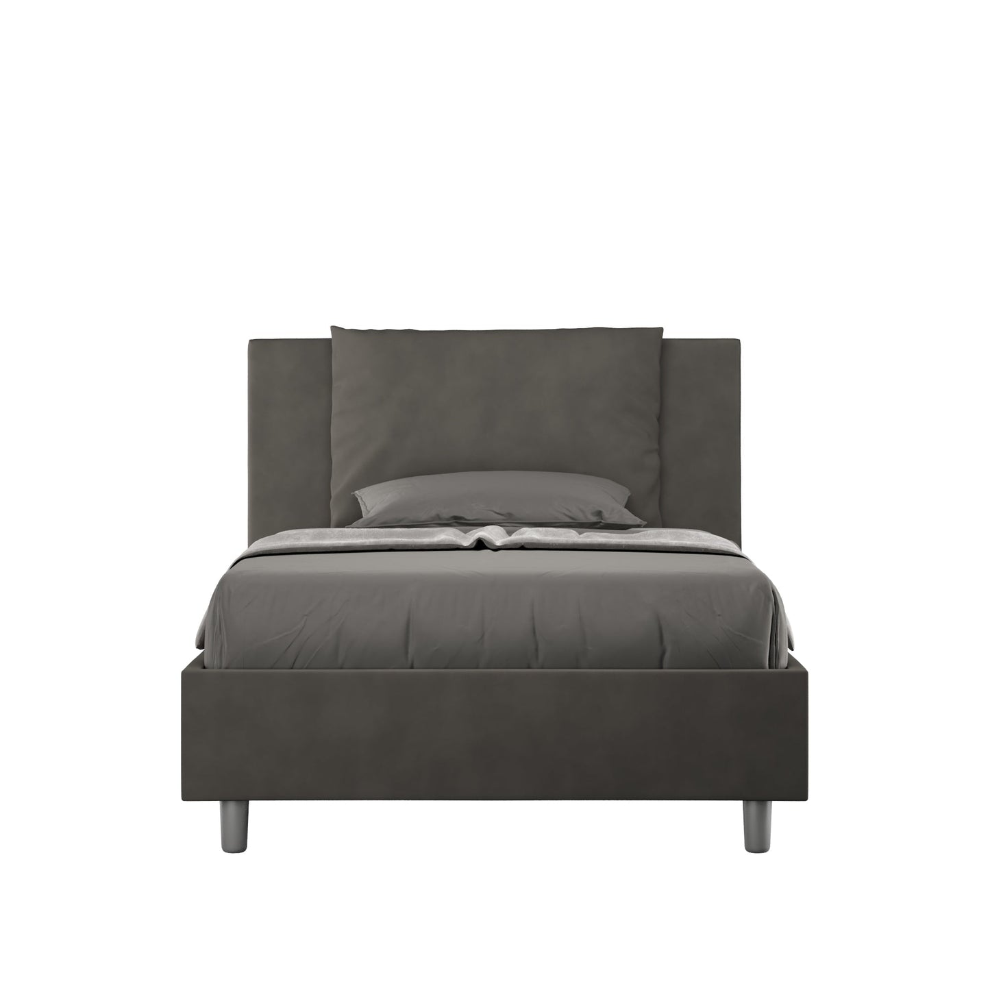 Letto singolo contenitore imbottito 100x190 microfibra Antea
