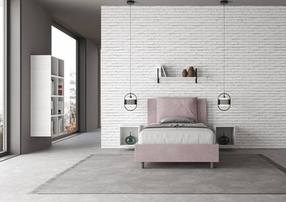 Letto singolo contenitore imbottito 100x210 microfibra Antea
