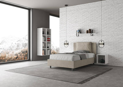 Letto singolo contenitore imbottito 100x190 microfibra Antea