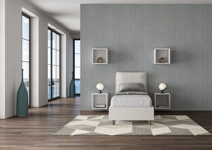Letto singolo imbottito similpelle Antea senza rete, con rete e contenitore