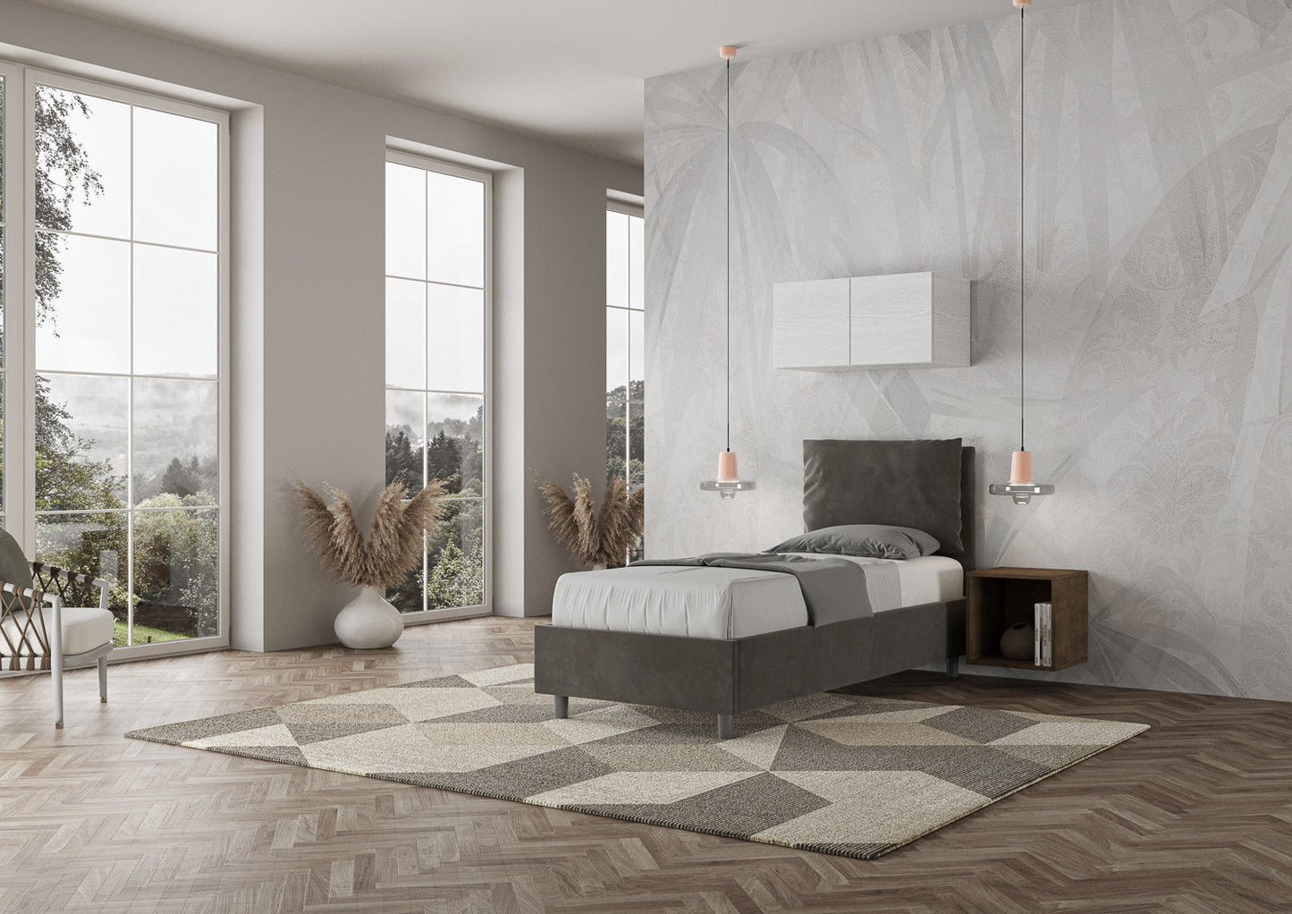 Polster Einzelbett Antea mit Stauraum 90x200 Mikrofaser
