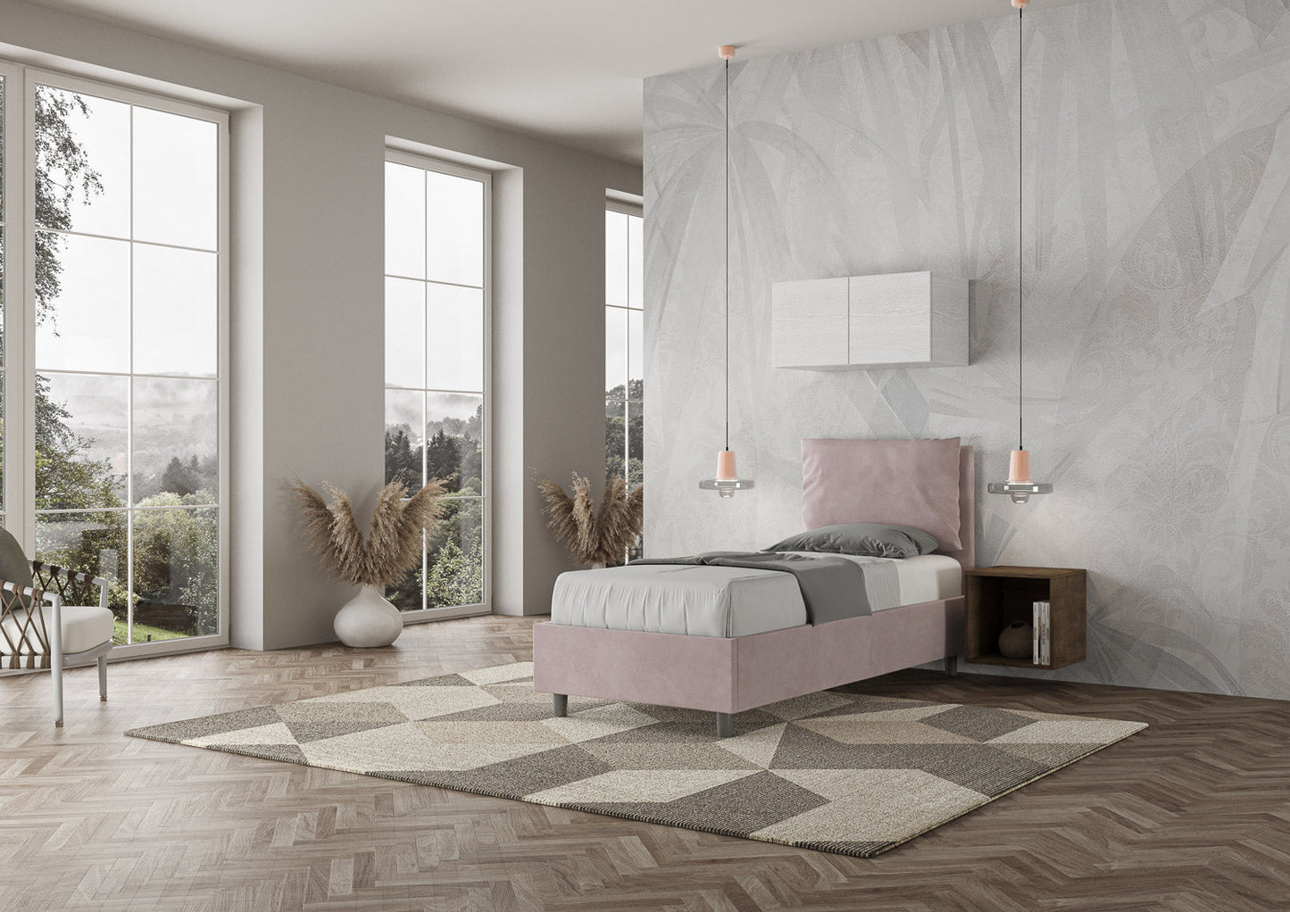 Polster Einzelbett Antea mit Stauraum 90x200 Mikrofaser