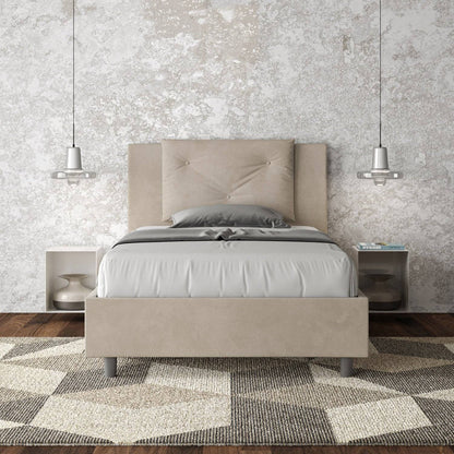 Letto singolo contenitore imbottito 100x210 microfibra Appia