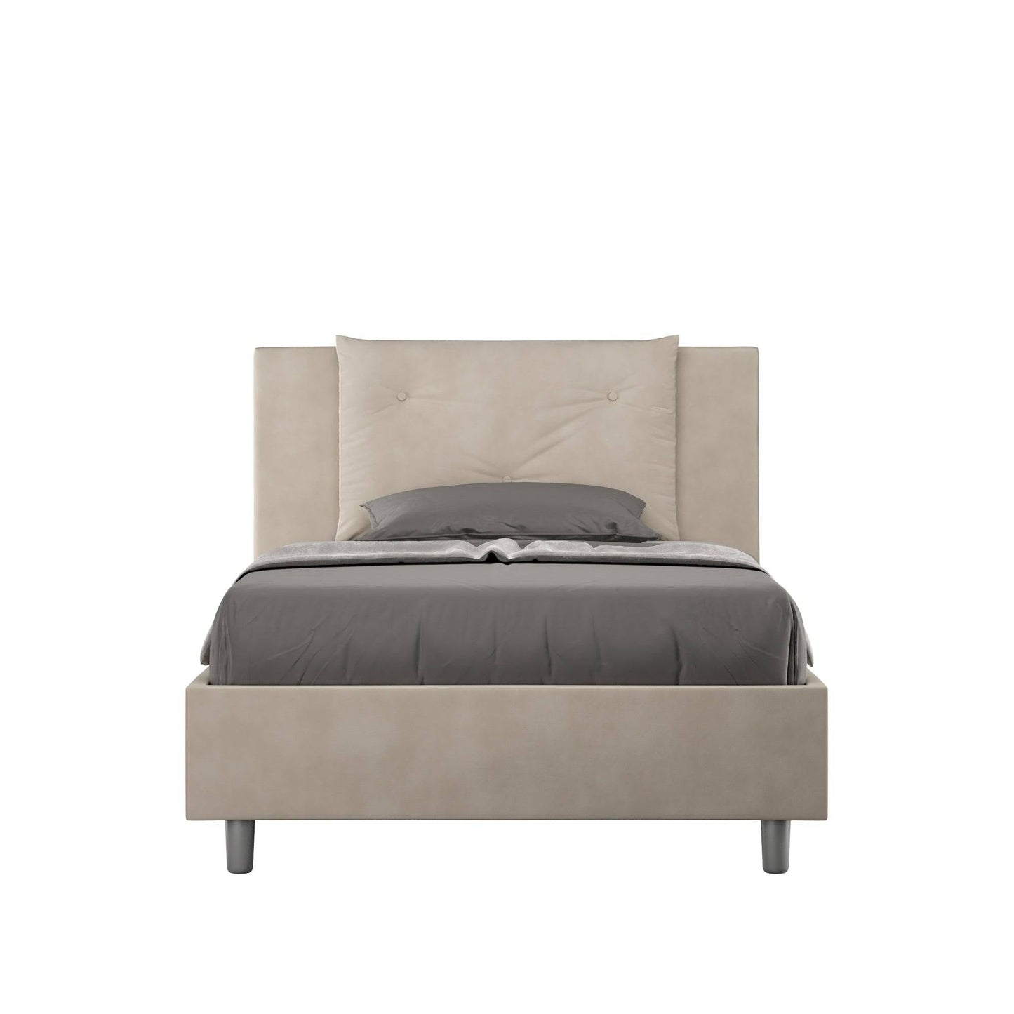 Letto singolo contenitore imbottito 100x210 microfibra Appia